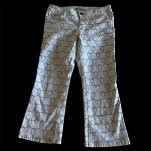 CAbi White Cropped Jeans with Black Rope Design